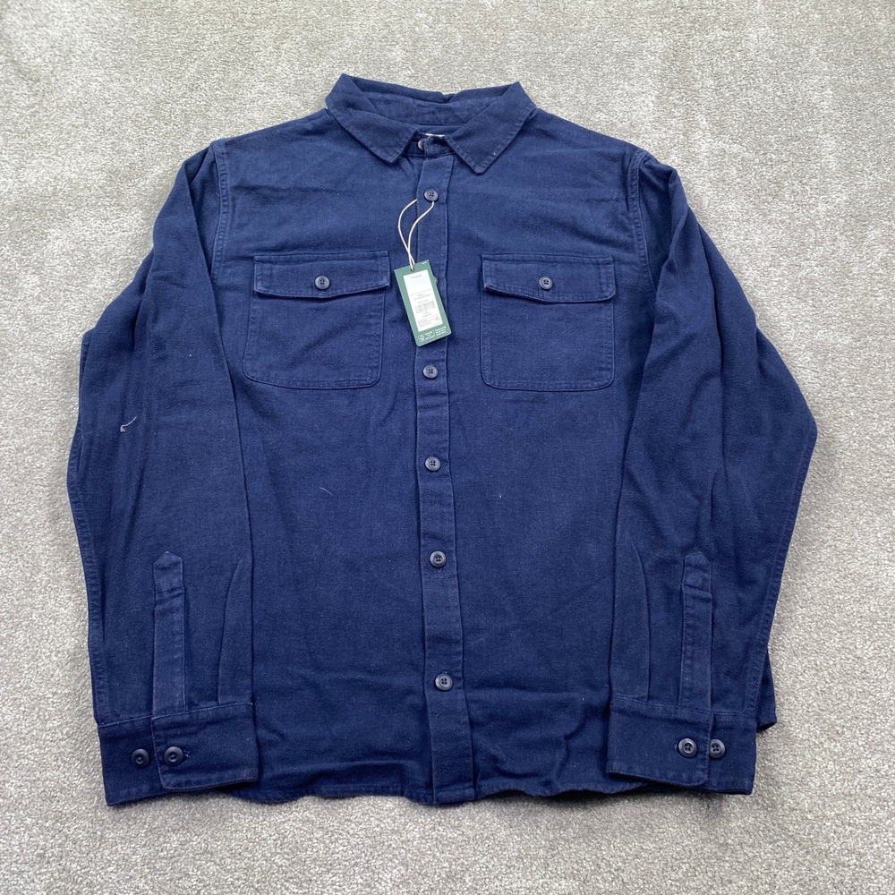Alpine Design Chamois Shirt Mens Size L Deep Navy Blue Long Sleeve Button Down
